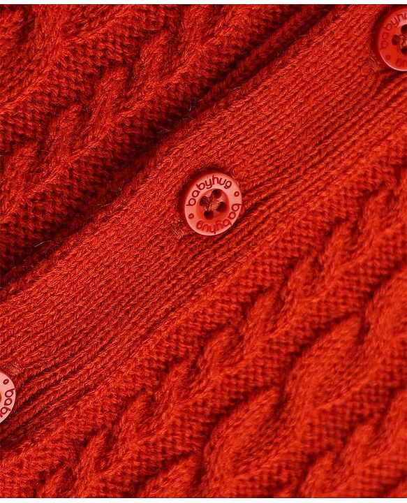 Babyhug Cable Knit Full Sleeves Sweater Set - Red
