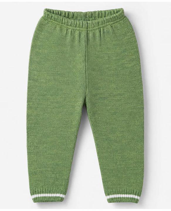 Babyhug Knit Full Sleeves Sweater Set With Cable Knit Design - Olive Green