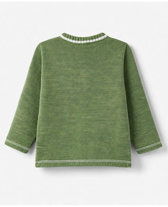 Babyhug Knit Full Sleeves Sweater Set With Cable Knit Design - Olive Green