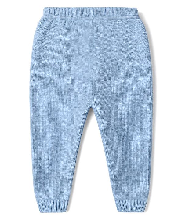 Babyhug Knit Full Sleeves Sweater Set with Cable Knit Design - Sky Blue