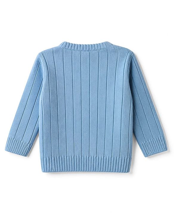 Babyhug Knit Full Sleeves Sweater Set with Cable Knit Design - Sky Blue