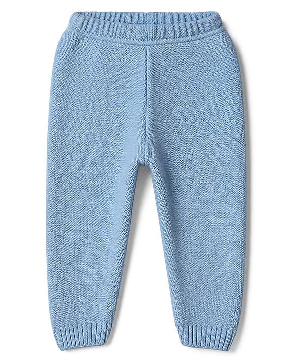 Babyhug Knit Full Sleeves Sweater Set with Cable Knit Design - Sky Blue