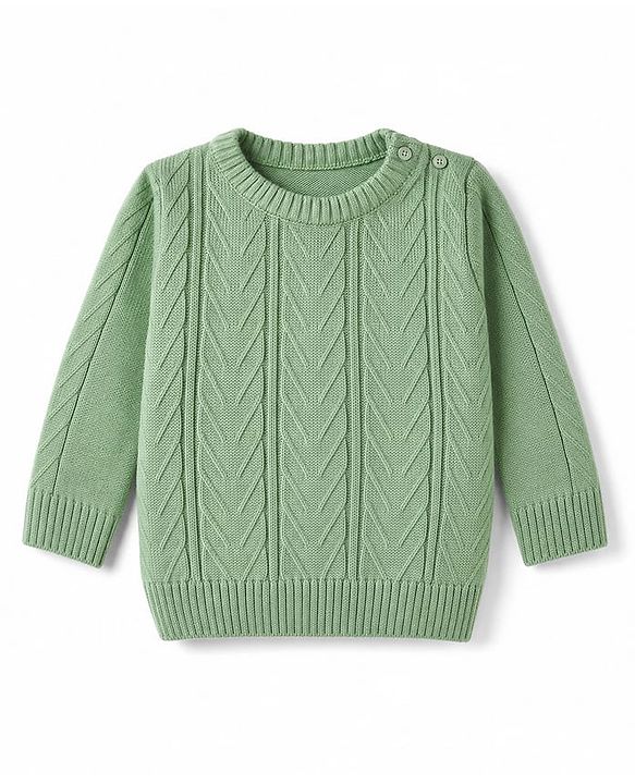Babyhug Cable Knit Full Sleeves Sweater Set - Green