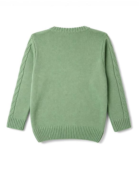 Babyhug Cable Knit Full Sleeves Sweater Set - Green