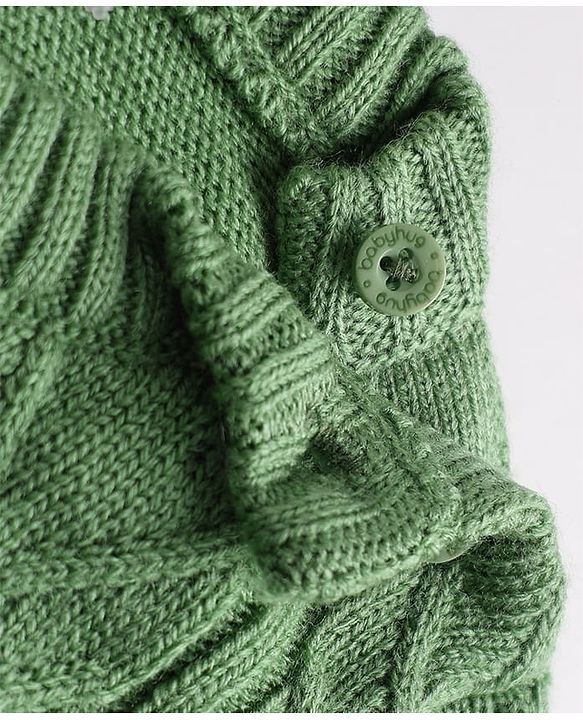 Babyhug Cable Knit Full Sleeves Sweater Set - Green