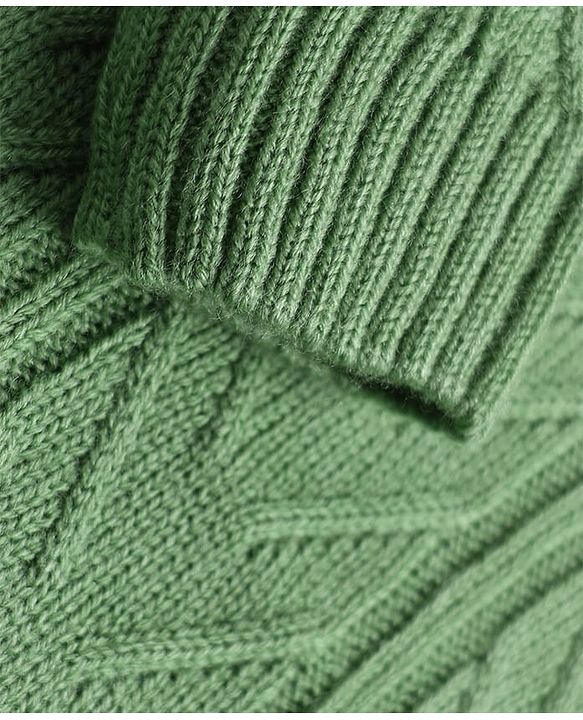 Babyhug Cable Knit Full Sleeves Sweater Set - Green
