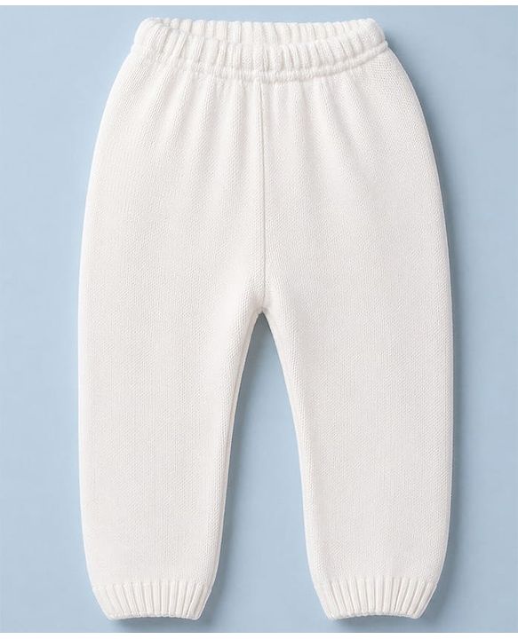 Babyhug Knit Full Sleeves Sweater Set With Cable Knit Design - White
