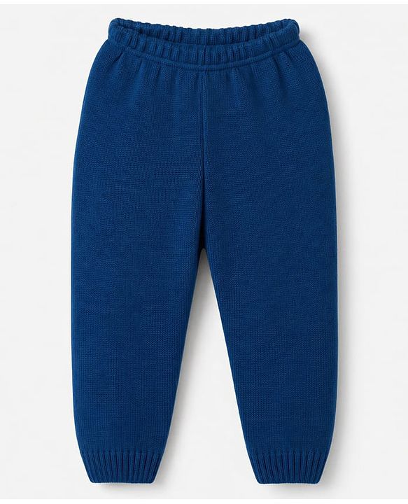 Babyhug Knit Full Sleeves Sweater Set With Cable Knit Design - Navy Blue