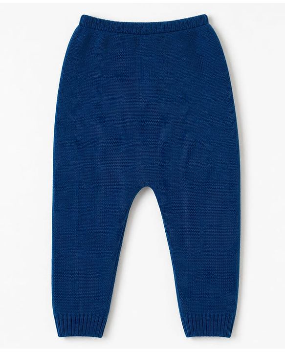 Babyhug Knit Full Sleeves Sweater Set With Cable Knit Design - Navy Blue