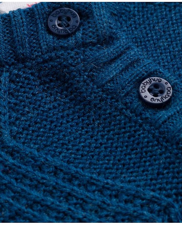 Babyhug Knit Full Sleeves Sweater Set With Cable Knit Design - Navy Blue