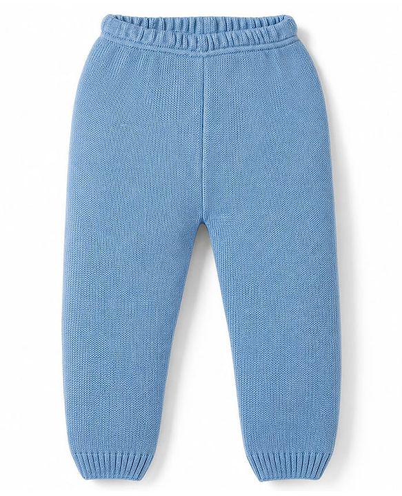 Babyhug Knit Full Sleeves Striped Sweater Set - Sky Blue