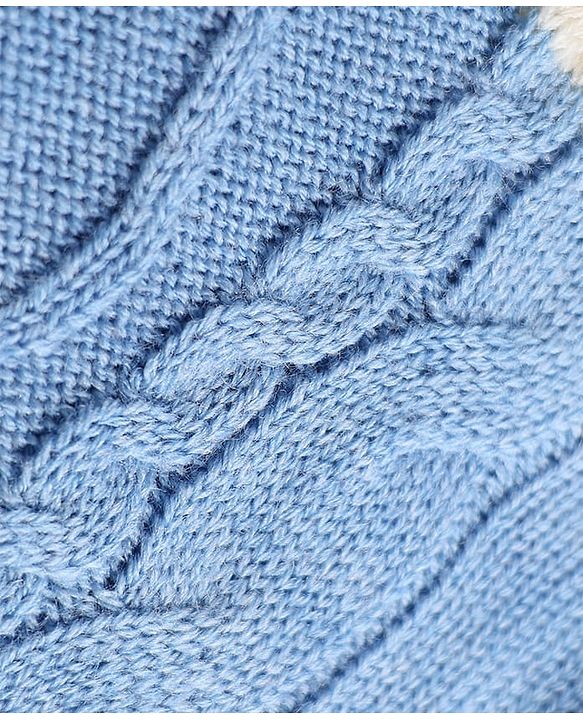 Babyhug Knit Full Sleeves Sweater Set with Color Block Design - Blue