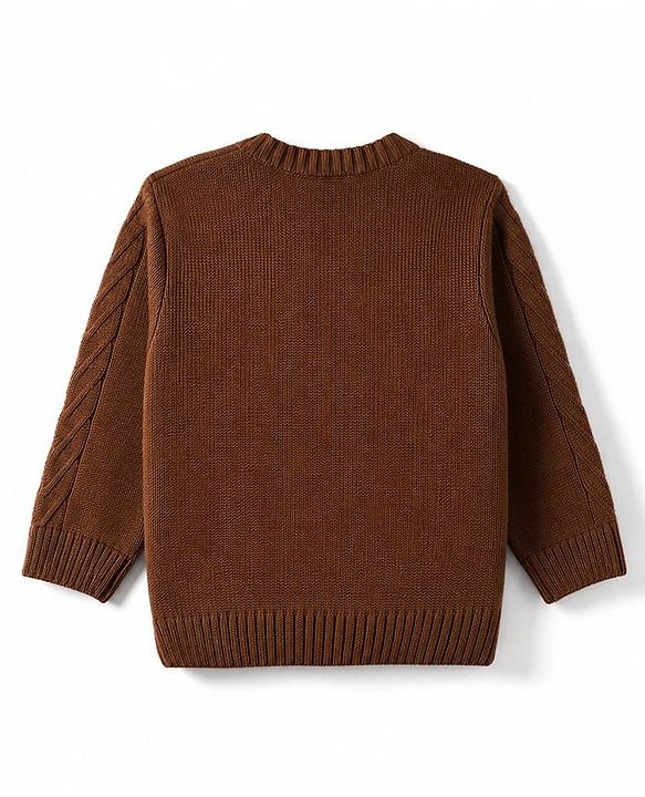 Babyhug Cable Knit Full Sleeves Sweater Set - Brown