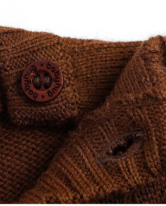 Babyhug Cable Knit Full Sleeves Sweater Set - Brown