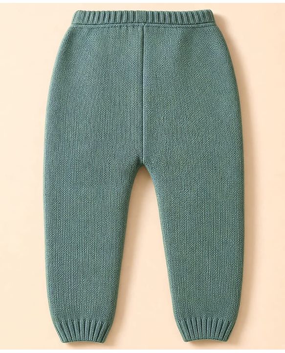 Babyhug Knit Full Sleeves Sweater Set with Color Block Design - Green