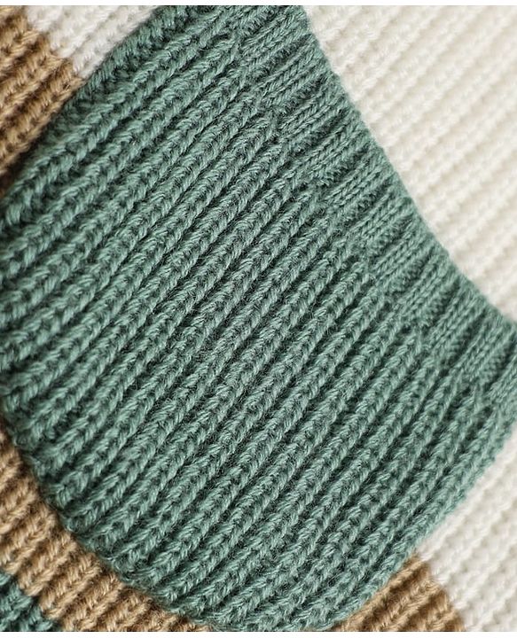 Babyhug Knit Full Sleeves Sweater Set with Color Block Design - Green