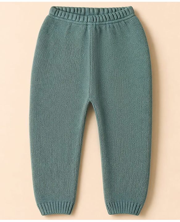 Babyhug Knit Full Sleeves Sweater Set with Color Block Design - Green
