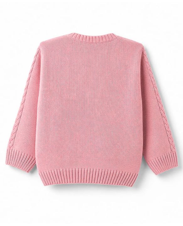 Babyhug Knit Full Sleeves Sweater Set with Cable Knit Design - Pink