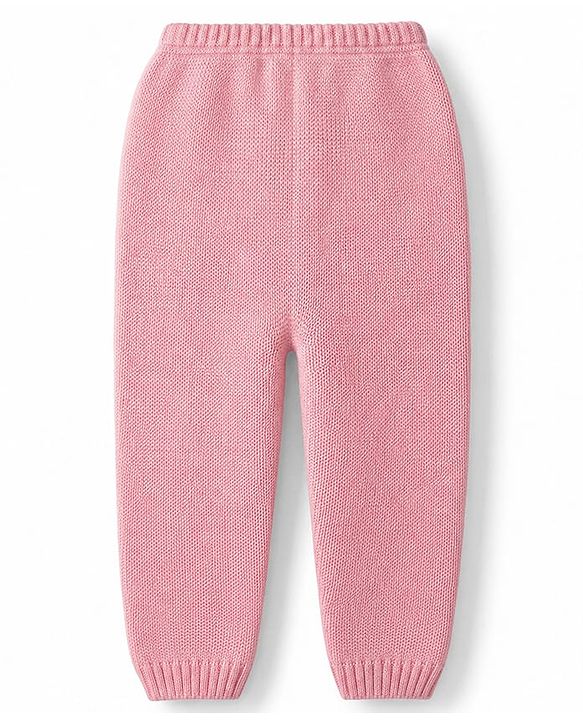 Babyhug Knit Full Sleeves Sweater Set with Cable Knit Design - Pink