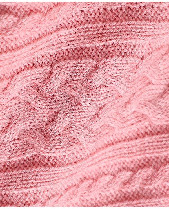 Babyhug Knit Full Sleeves Sweater Set with Cable Knit Design - Pink