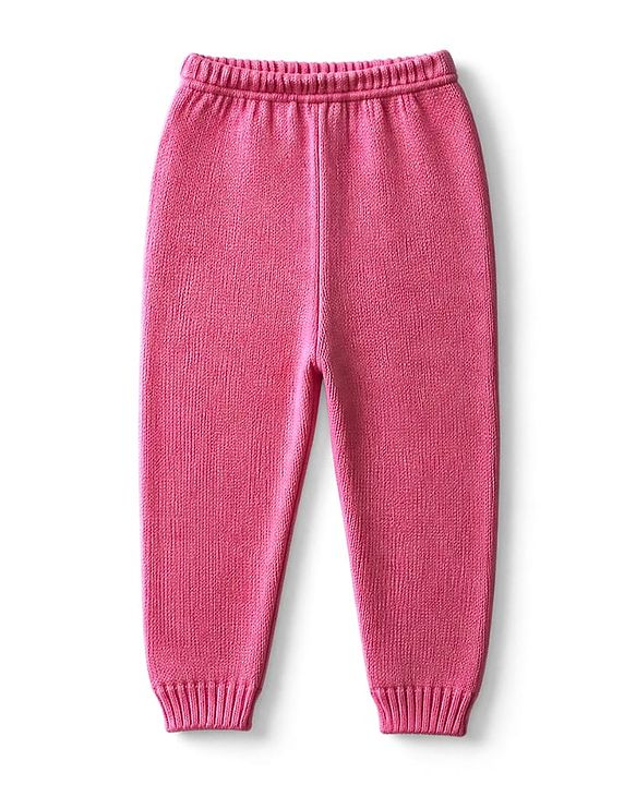 Babyhug Knit Full Sleeves Sweater Set with Cable Knit Design - Dark Pink