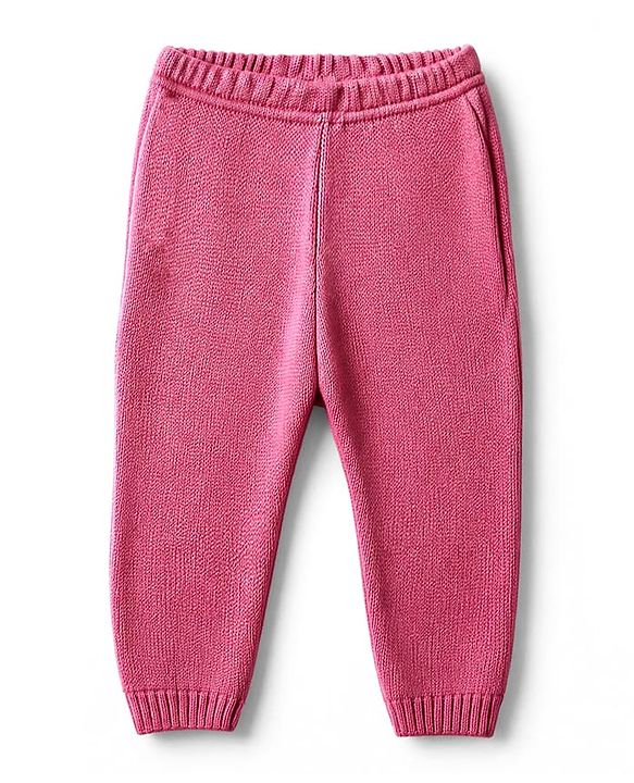 Babyhug Knit Full Sleeves Sweater Set with Cable Knit Design - Dark Pink