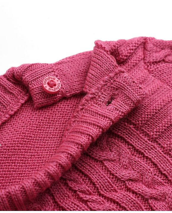 Babyhug Knit Full Sleeves Sweater Set with Cable Knit Design - Dark Pink