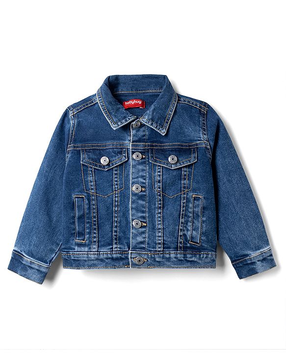 Babyhug Cotton Lycra Full Sleeves Denim Jacket - Light Blue