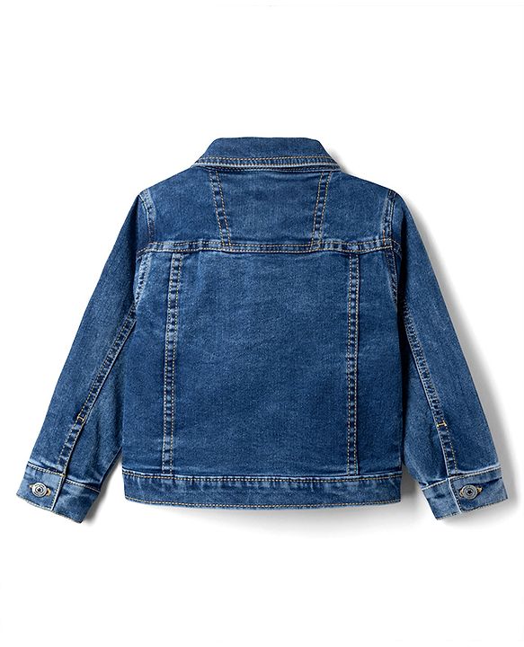 Babyhug Cotton Lycra Full Sleeves Denim Jacket - Light Blue