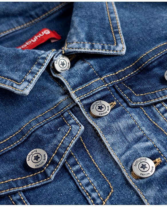 Babyhug Cotton Lycra Full Sleeves Denim Jacket - Light Blue