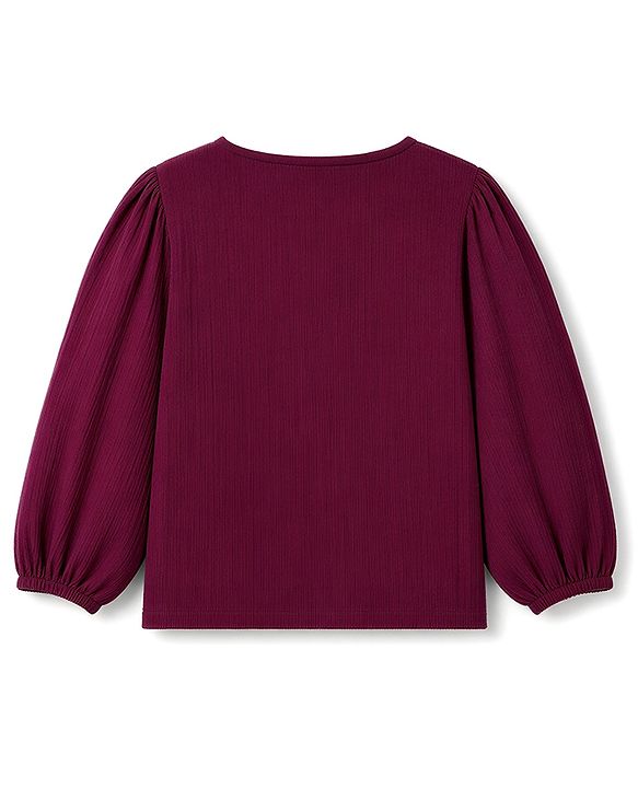 Pine Kids Woven Full Sleeves Solid Colour Top - Maroon