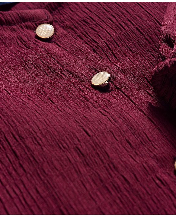 Pine Kids Woven Full Sleeves Solid Colour Top - Maroon