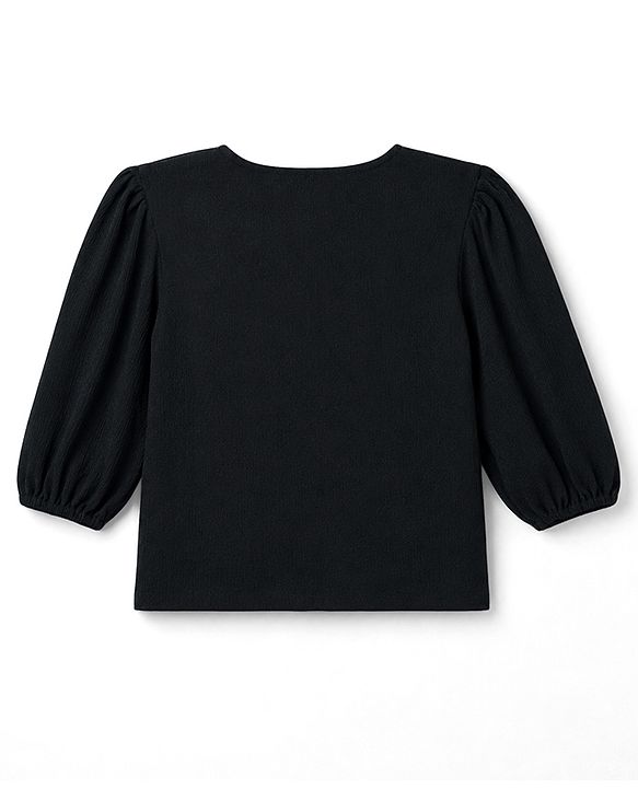 Pine Kids Woven Full Sleeves Solid Colour Top - Black