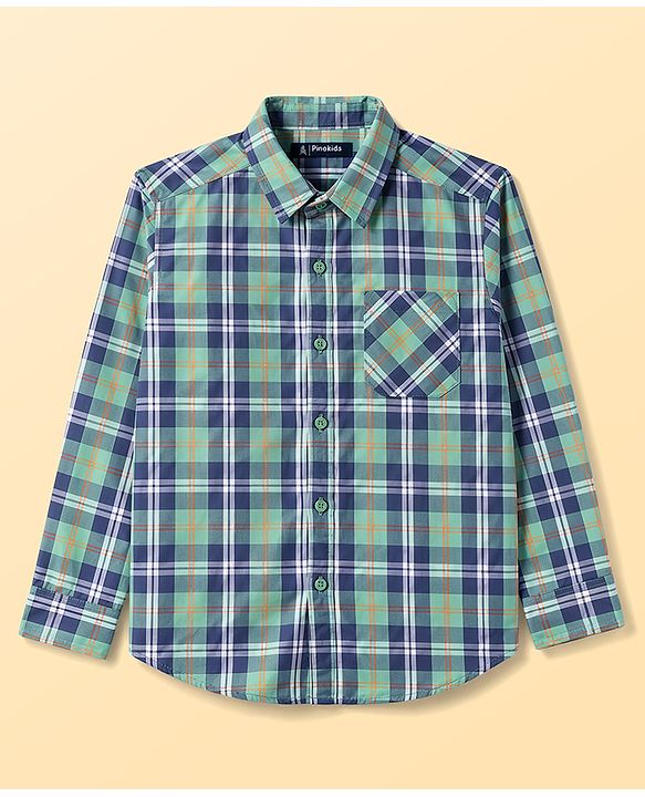 Pine Kids Cotton Woven Checks Shirt Roll Up Sleeves Multi Color 4-5 Years