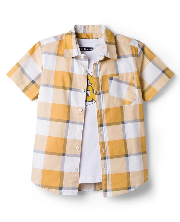 Pine Kids Cotton Woven Checks Shirt Half Sleeves Multi Color 4-5 Years