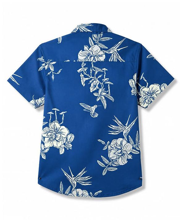 Pine Kids 100% Cotton Woven Half Sleeves Floral Printed Shirt - Navy Blue