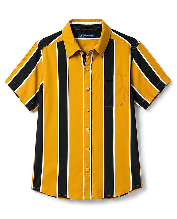 Pine Kids Cotton Woven Striped Shirt Half Sleeves Multi Color 4-5 Years