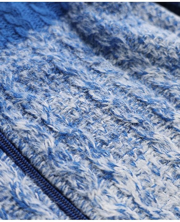 Pine Kids Cable Knit Front Open Sweater with Full Sleeves and Ombre Design in Blue