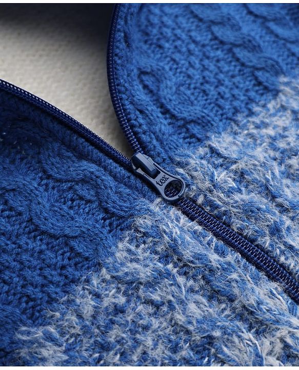 Pine Kids Cable Knit Front Open Sweater with Full Sleeves and Ombre Design in Blue