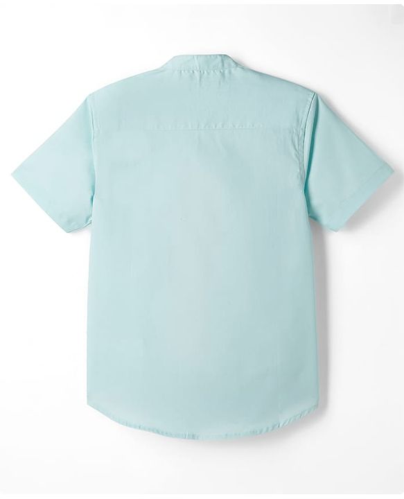 Pine Kids Cotton Woven Solid Color Half Sleeves Shirt & Shorts Set - Light Blue