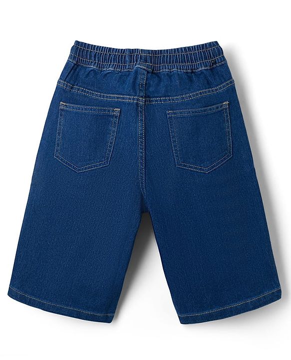 Pine Kids Cotton Woven Half Sleeves Striped Shirt and Denim Shorts Set - Light Blue
