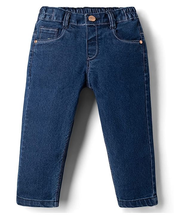 Babyhug Denim Full Length Skinny Fit Washed Jeans With Stretch - Dark Blue