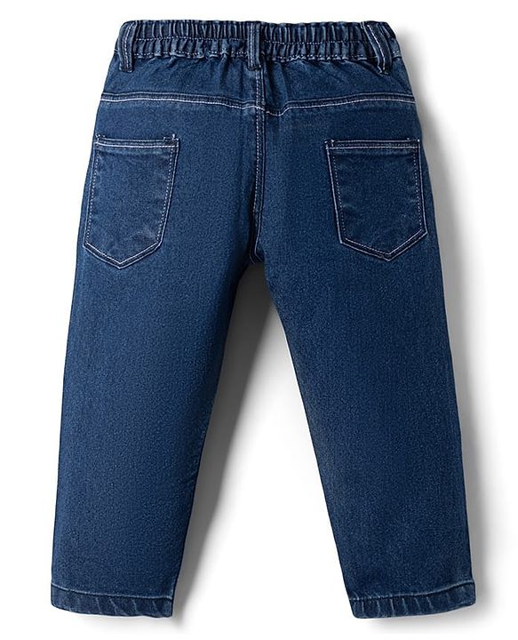 Babyhug Denim Full Length Skinny Fit Washed Jeans With Stretch - Dark Blue