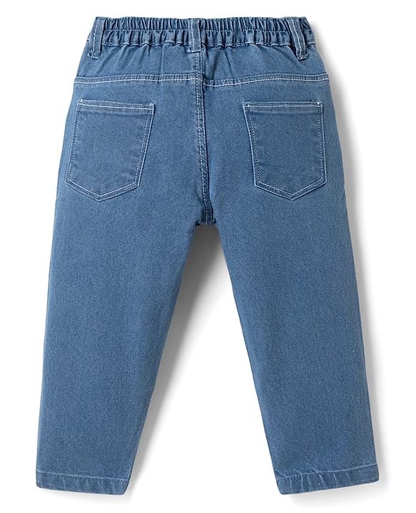 Babyhug Denim Full Length Skinny Fit Washed Jeans With Stretch - Dark Blue