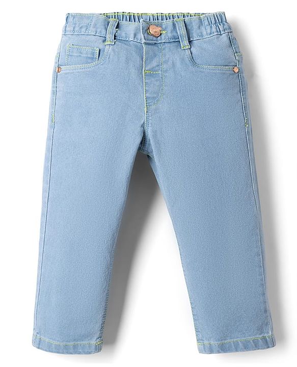 Babyhug Denim Full Length Skinny Fit Washed Jeans With Stretch - Dark Blue