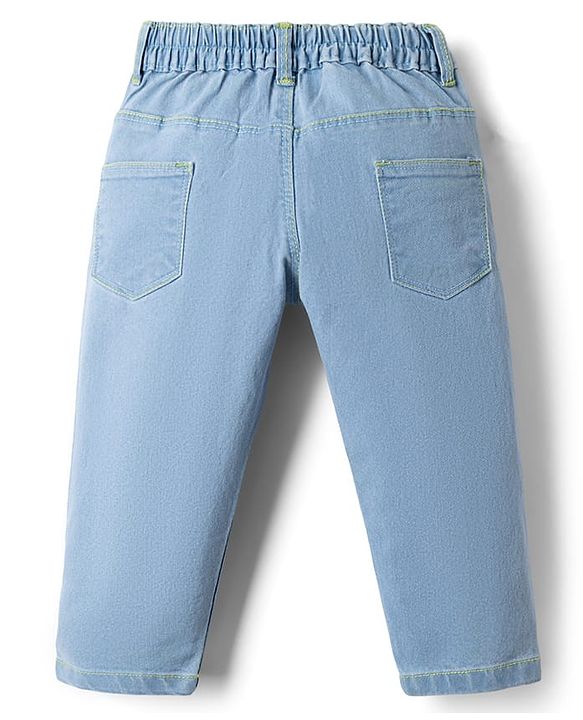 Babyhug Denim Full Length Skinny Fit Washed Jeans With Stretch - Dark Blue