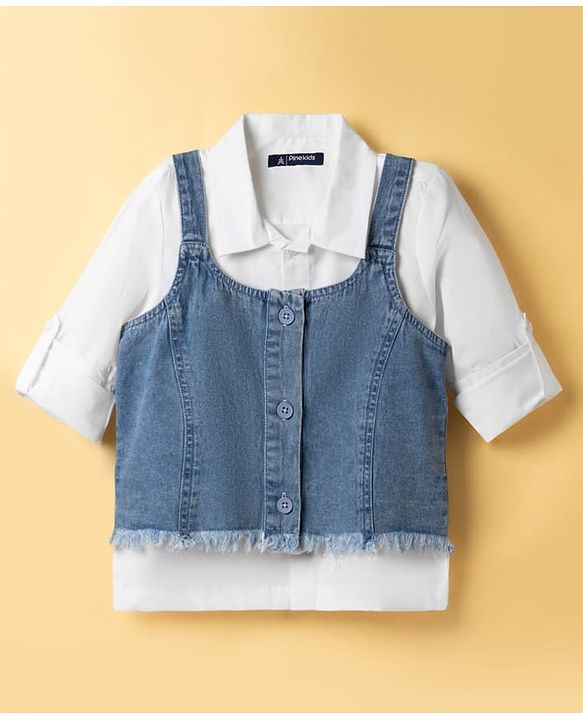 Pine Kids Cotton Knit Full Sleeves Shirt & Jeans Set with Jacket - Blue