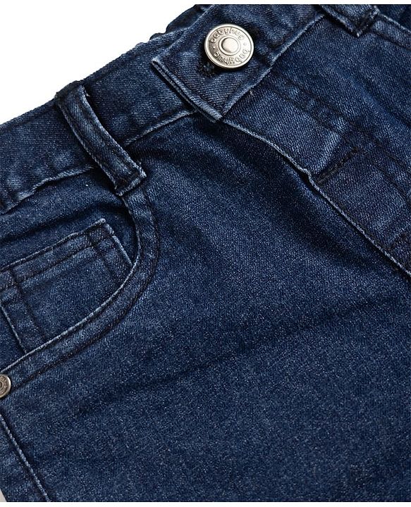 Babyhug Denim Full Length Slim Fit Washed Jeans With Stretch - Dark Blue