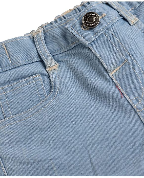 Babyhug Denim Full Length Slim Fit Washed Jeans With Stretch - Dark Blue