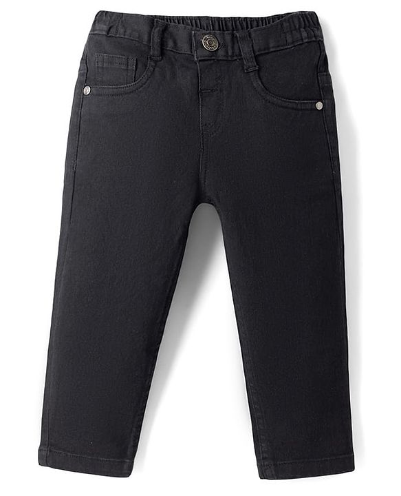 Babyhug Denim Full Length Slim Fit Washed Jeans With Stretch - Dark Blue